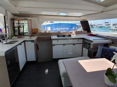 Galley of Summer Flow, a Fountaine Pajot Elba 45 catamaran at Seget Donji, Croatia