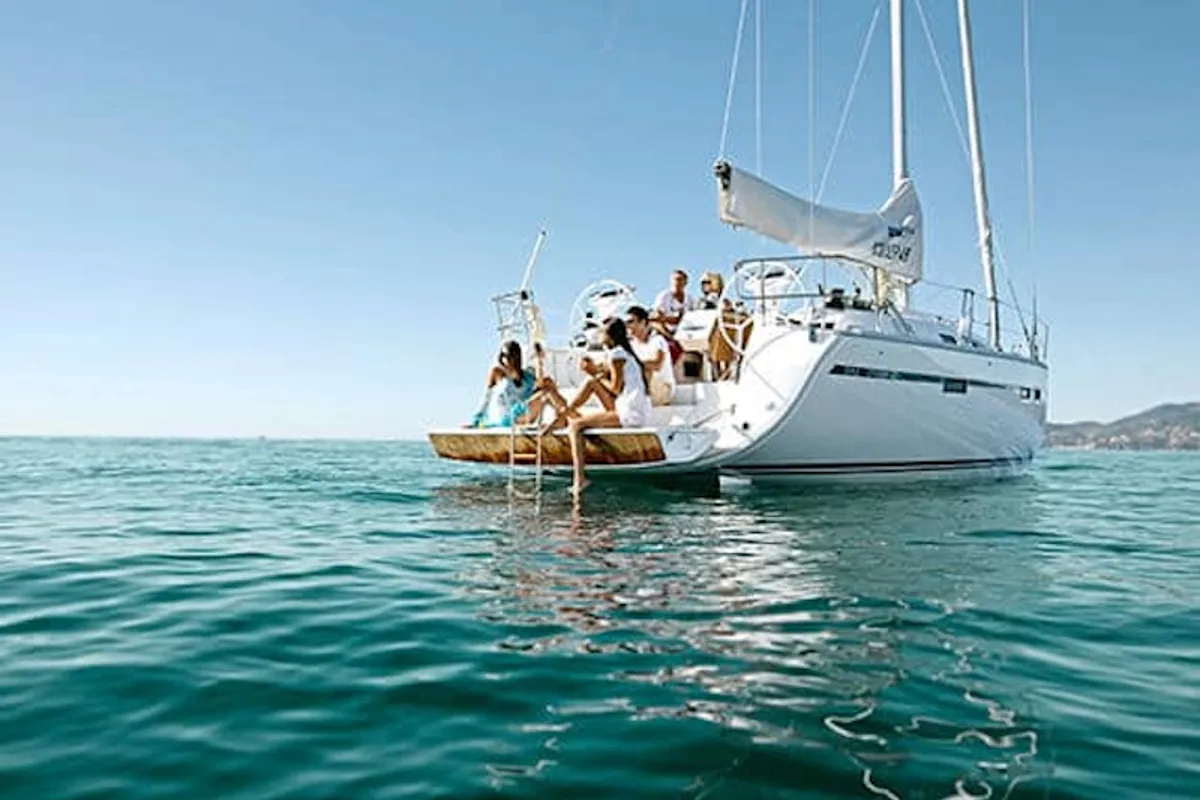 Exterior view of Captain John, a Bavaria 46 sailboat at Municipal Unit of Lefkada, Greece