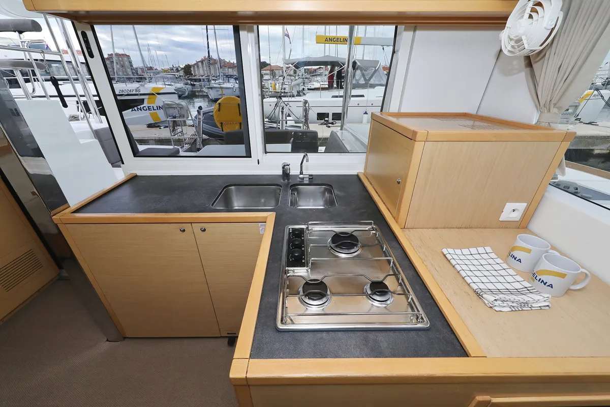 Galley of Lilla V, a Lagoon 39 catamaran at Grad Biograd na Moru, Croatia
