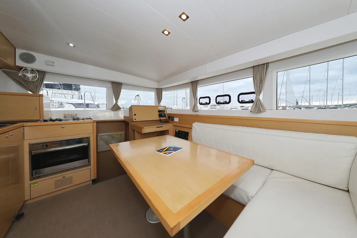 Salon of Lilla V, a Lagoon 39 catamaran at Grad Biograd na Moru, Croatia