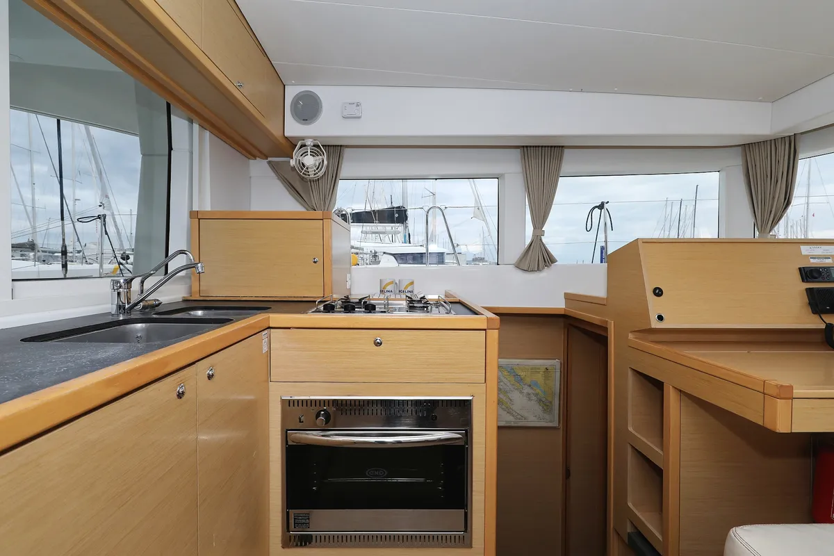 Galley of Lilla V, a Lagoon 39 catamaran at Grad Biograd na Moru, Croatia