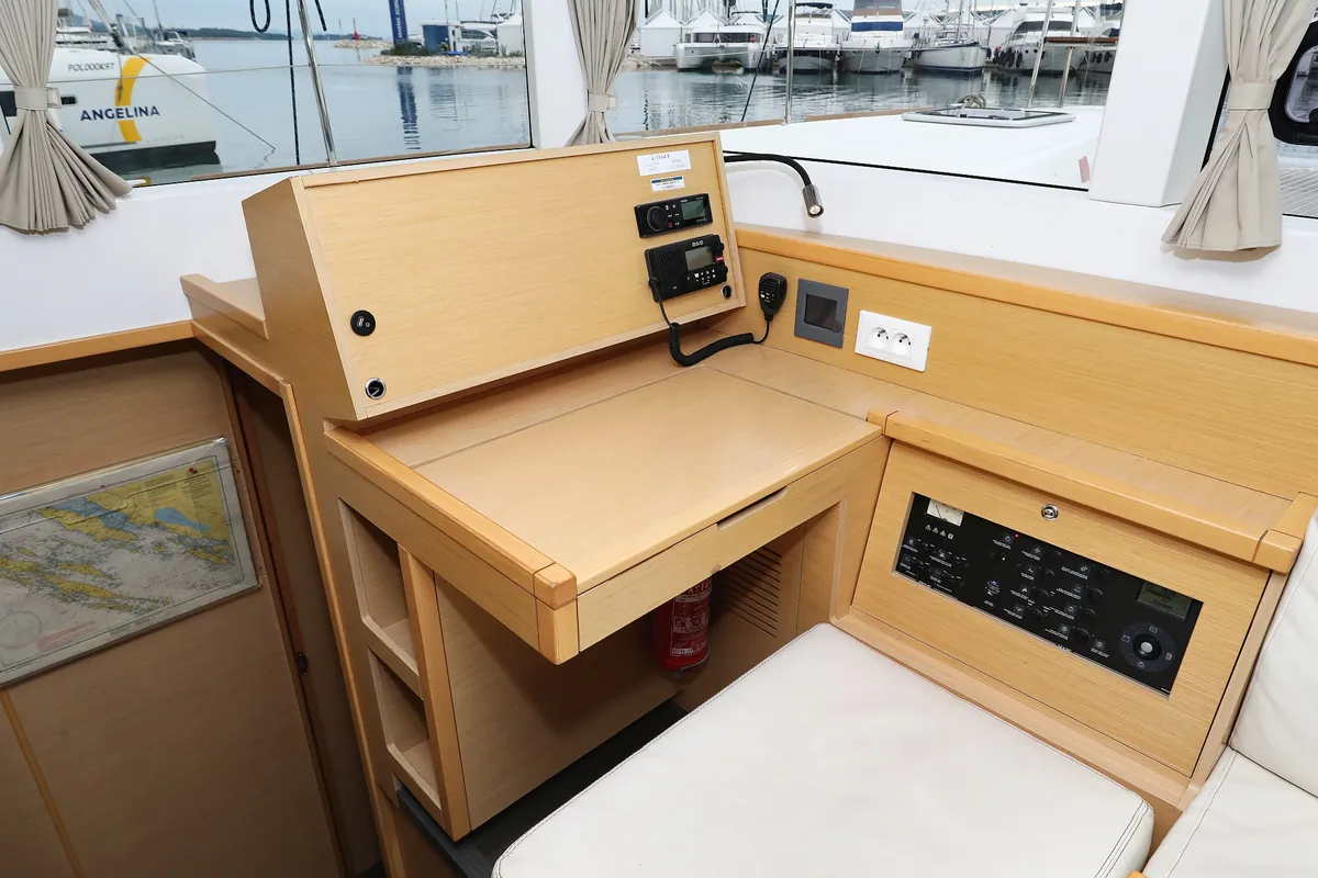 Salon of Lilla V, a Lagoon 39 catamaran at Grad Biograd na Moru, Croatia