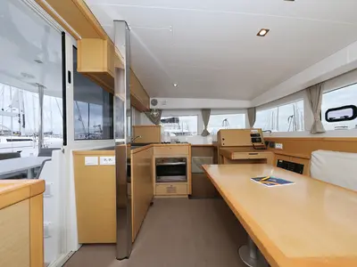 Salon of Lilla V, a Lagoon 39 catamaran at Grad Biograd na Moru, Croatia