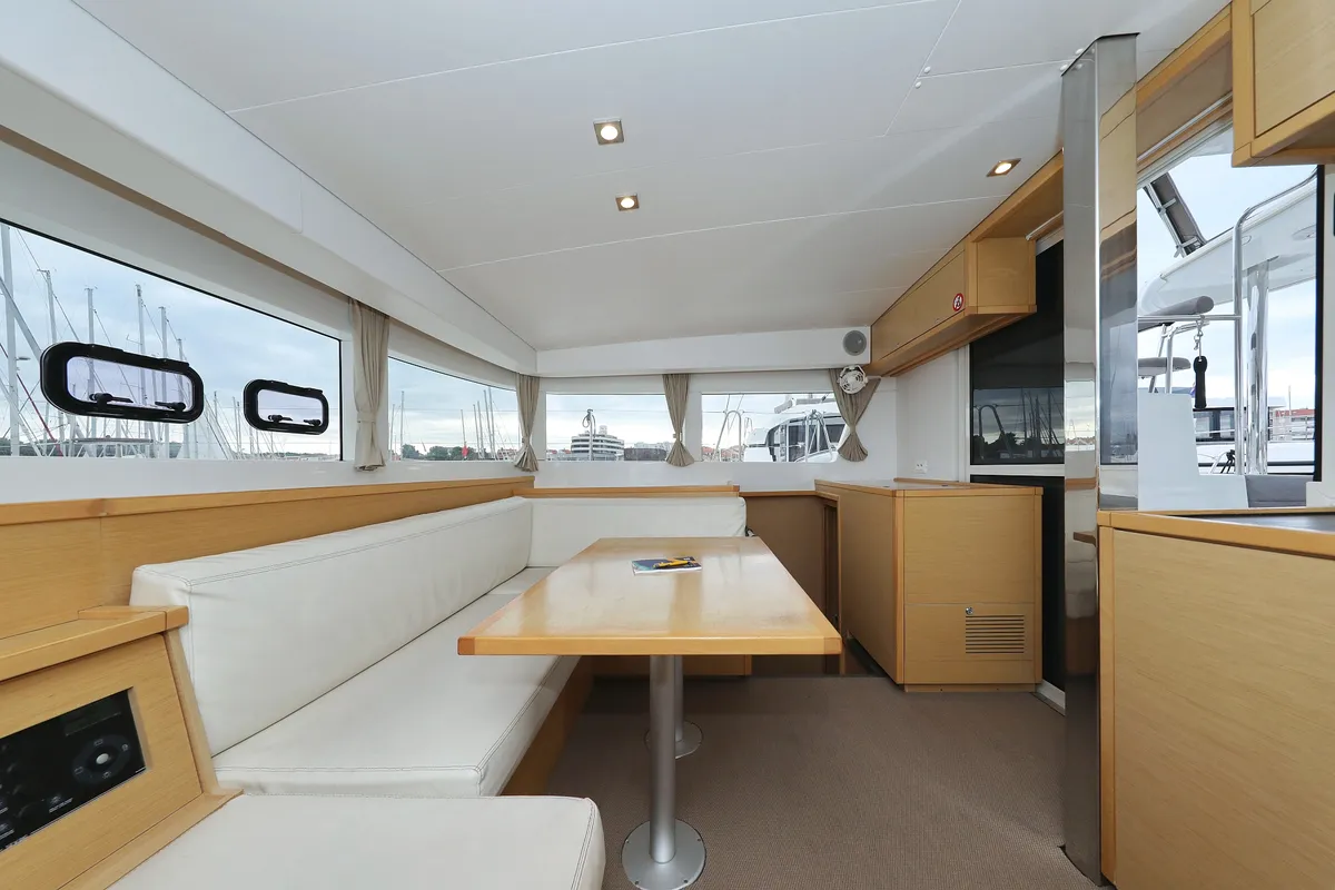 Salon of Lilla V, a Lagoon 39 catamaran at Grad Biograd na Moru, Croatia