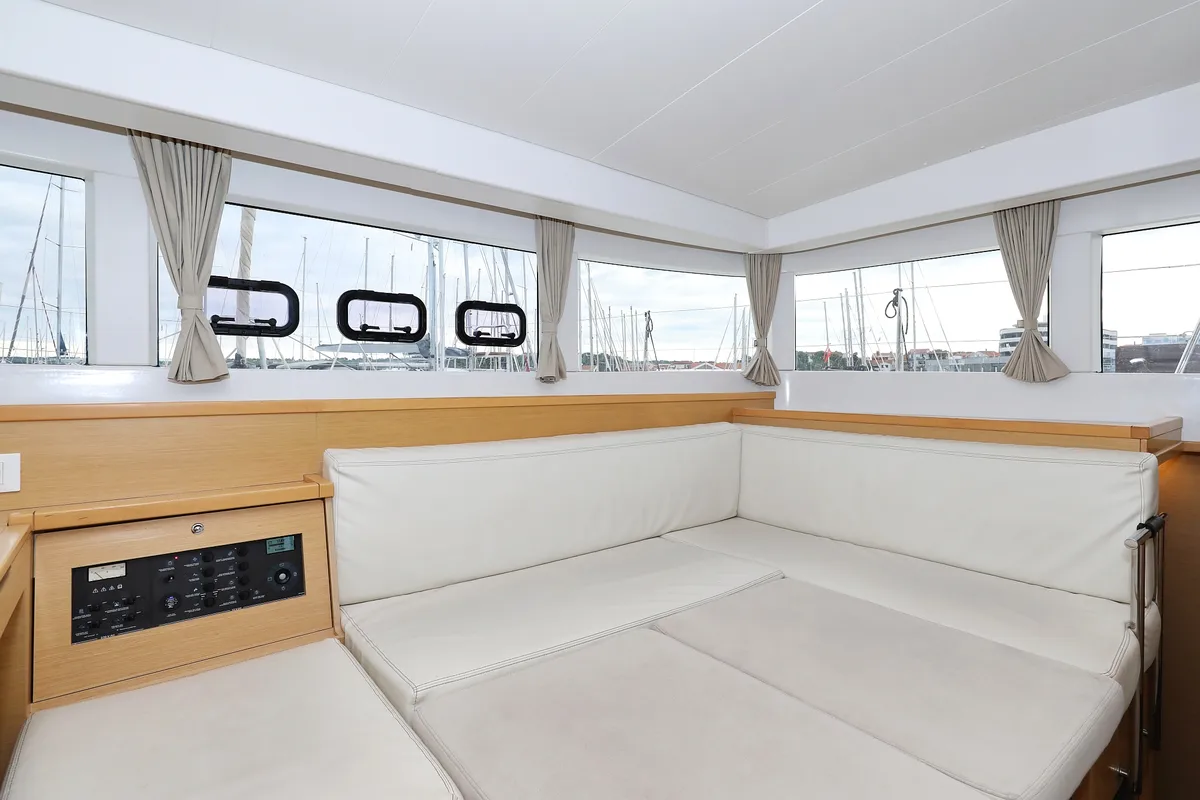 Salon of Lilla V, a Lagoon 39 catamaran at Grad Biograd na Moru, Croatia