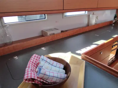 Galley of Pluton, a Bavaria Cruiser 46 sailboat at Split, Croatia