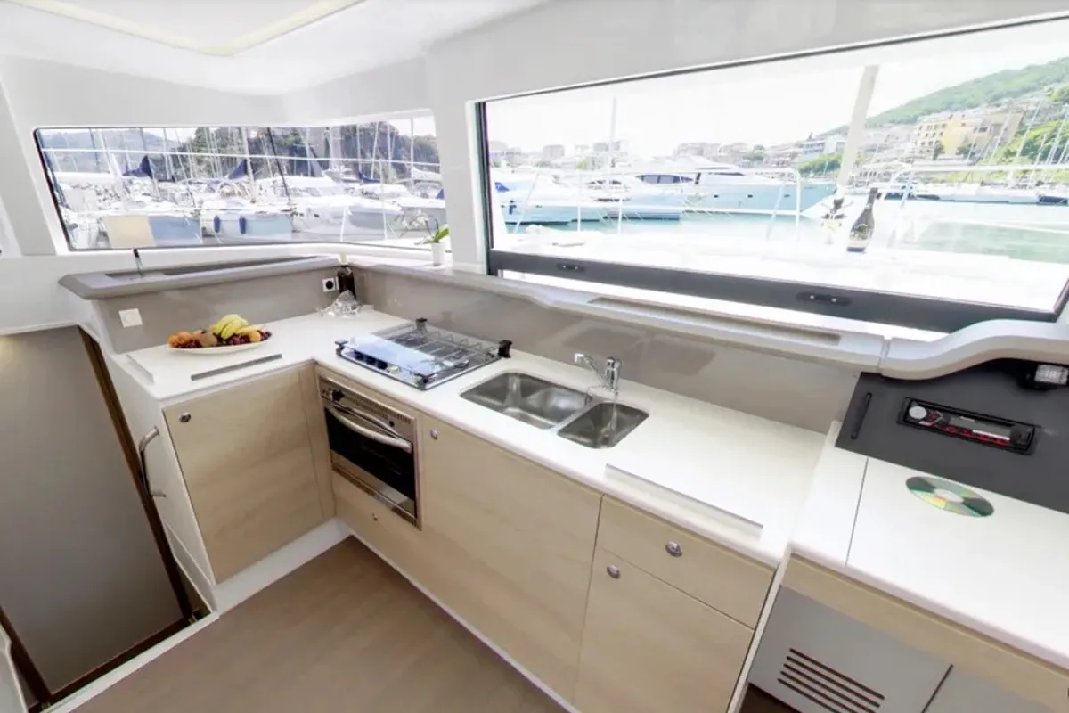 Galley of Siga Siga, a Bali 4.1 catamaran at Agropoli, Italy