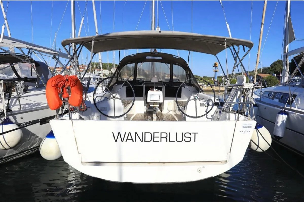 Wanderlust, a Dufour 382 Grand Large sailboat at Kos, Greece