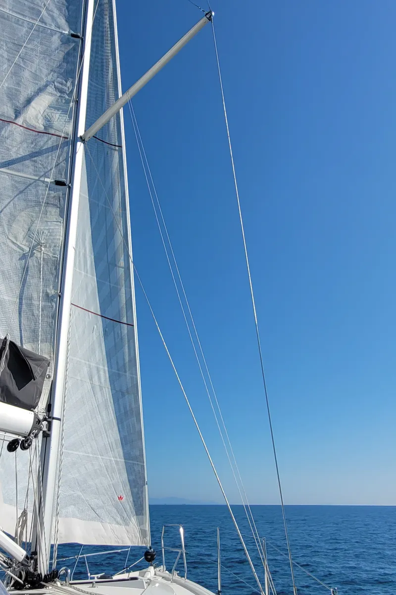 Deck of no_name, a Hanse 360 sailboat at Rosignano Solvay, Italy