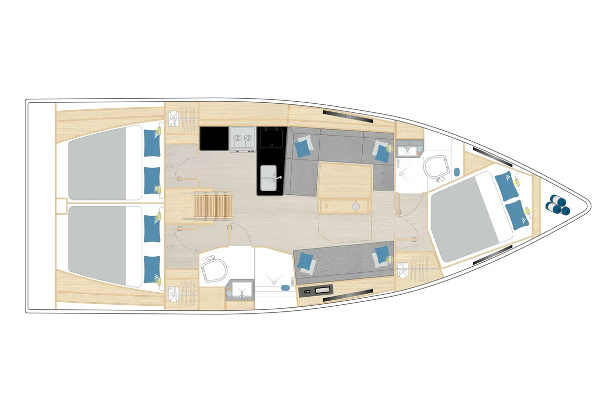 Exterior view of no_name, a Hanse 360 sailboat at Rosignano Solvay, Italy