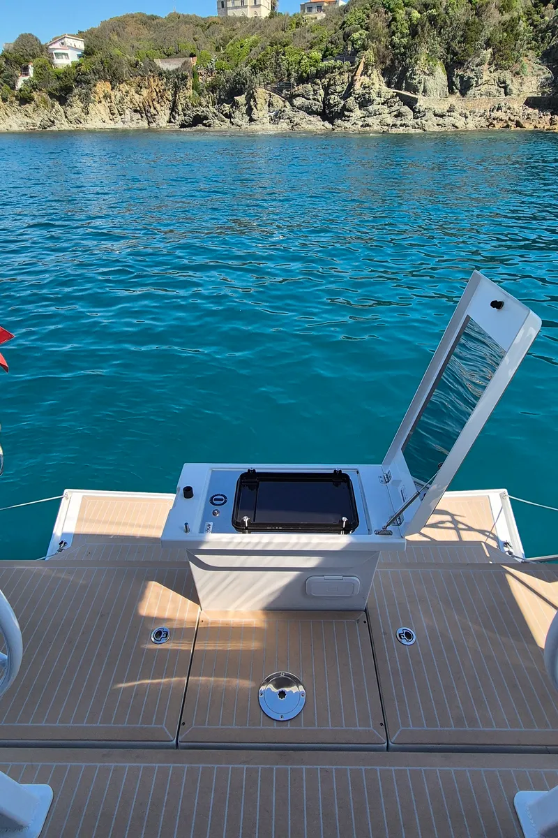 Deck of no_name, a Hanse 360 sailboat at Rosignano Solvay, Italy