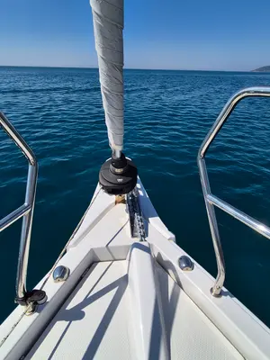 Deck of no_name, a Hanse 360 sailboat at Rosignano Solvay, Italy