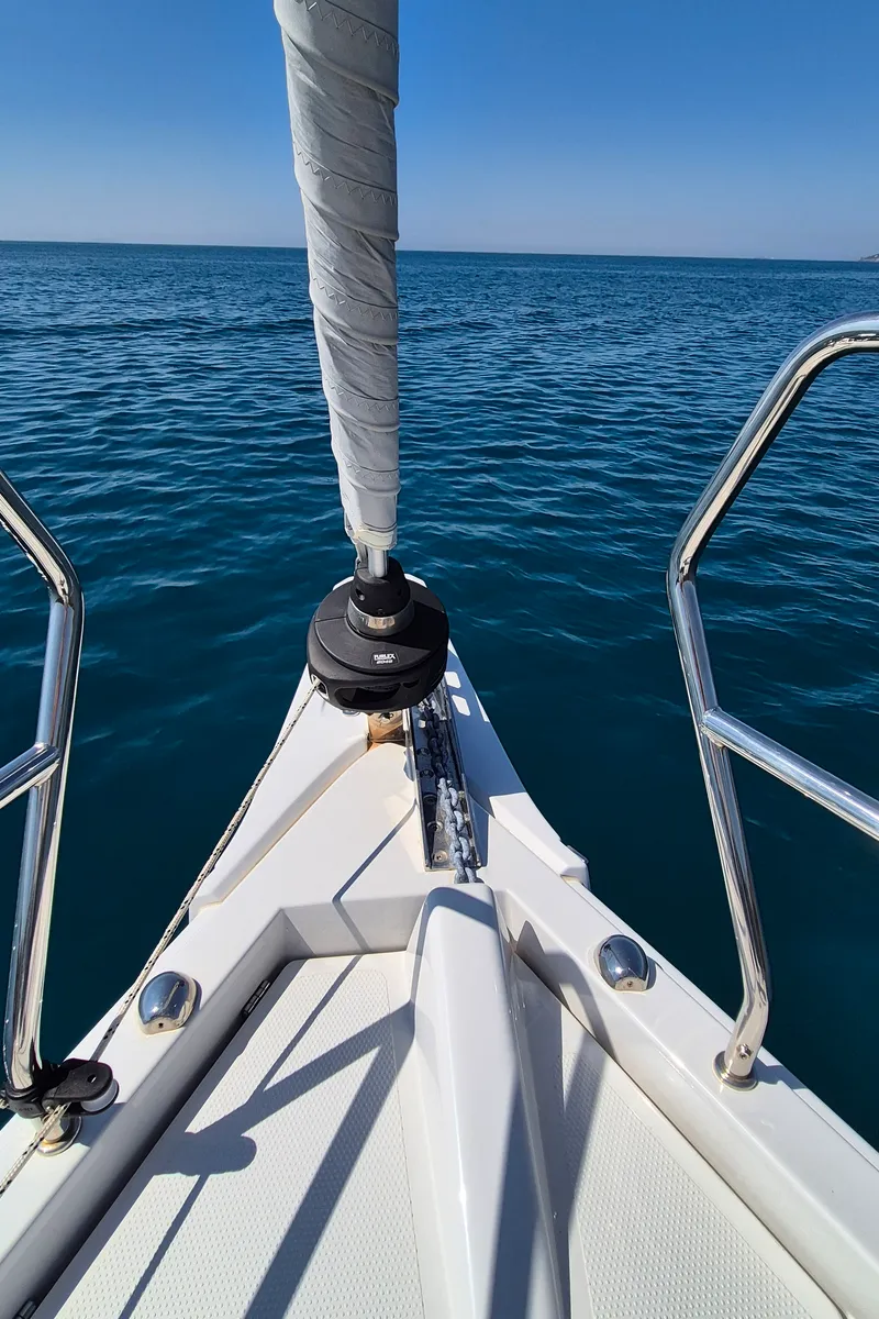 Deck of no_name, a Hanse 360 sailboat at Rosignano Solvay, Italy
