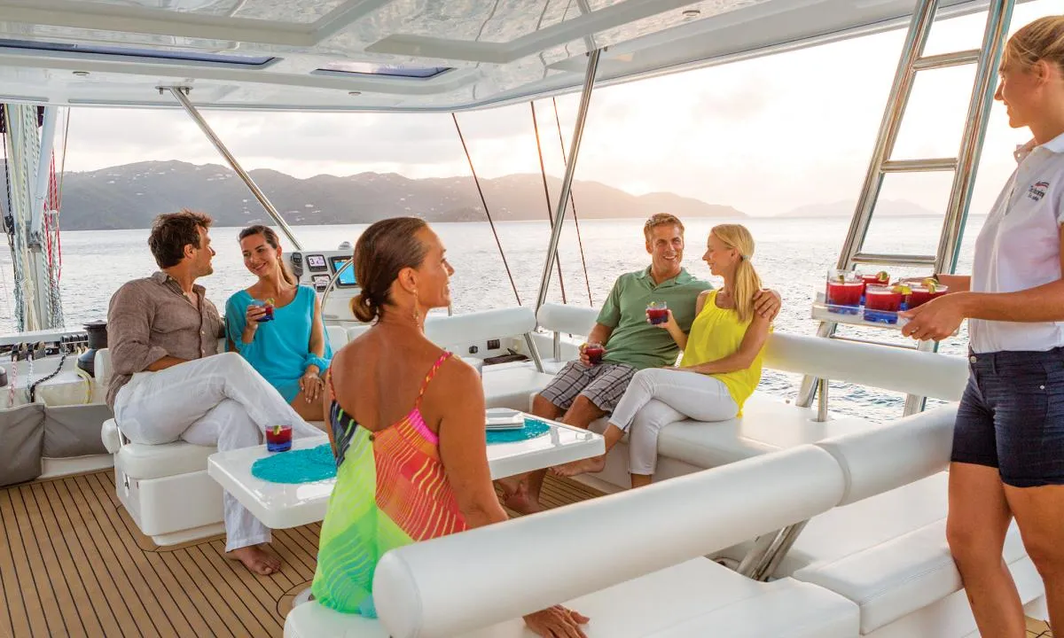 Deck of Leopard 58, a catamaran at Road Town, British Virgin Islands