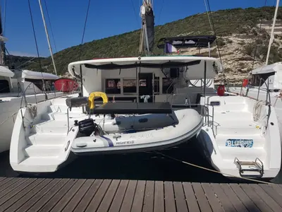 Blue Diamond, a Lagoon 450 Sport catamaran at Pianottoli-Caldarello, France