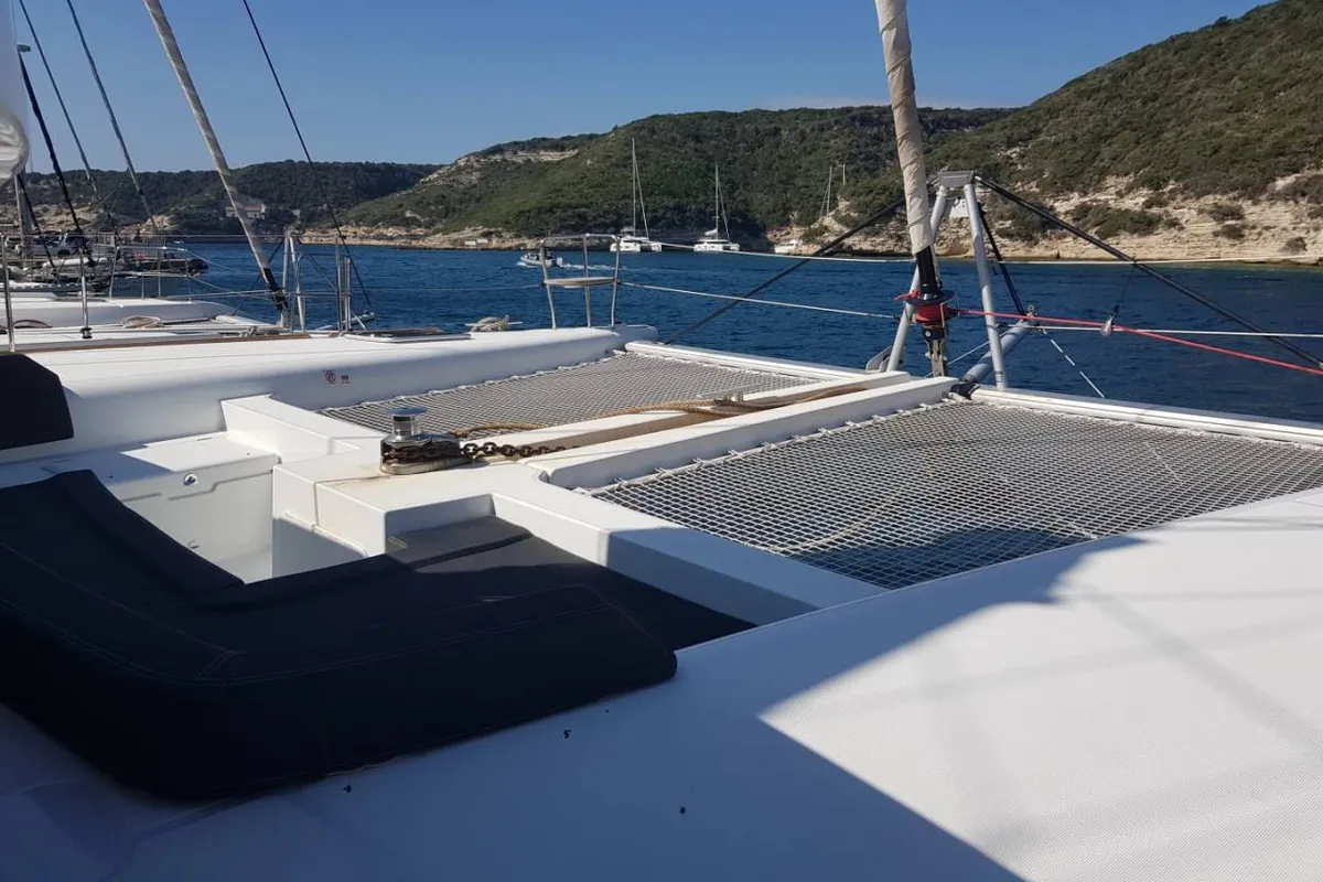 Blue Diamond, a Lagoon 450 Sport catamaran at Pianottoli-Caldarello, France