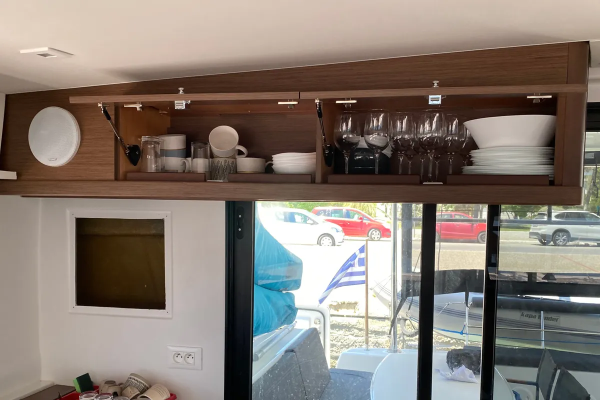 Galley of Lagoon 42, a catamaran at Skiathos, Greece