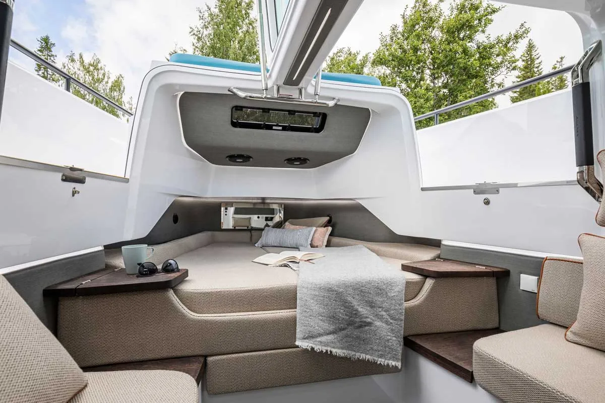 Cabin on Opijum, a Axopar 37 Sun Top motorboat at Seget Donji, Croatia