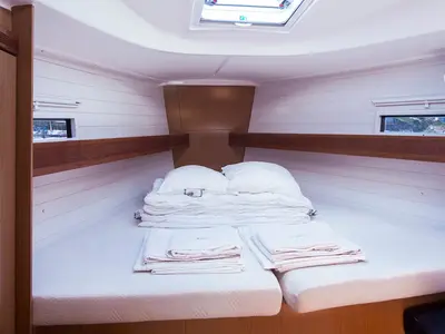 Cabin on Cecilia, a Bavaria Cruiser 36 sailboat at Gåshaga, Sweden