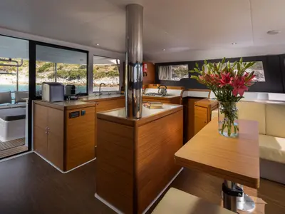 Galley of Pax, a Dufour 48 Catamaran catamaran at Primošten, Croatia