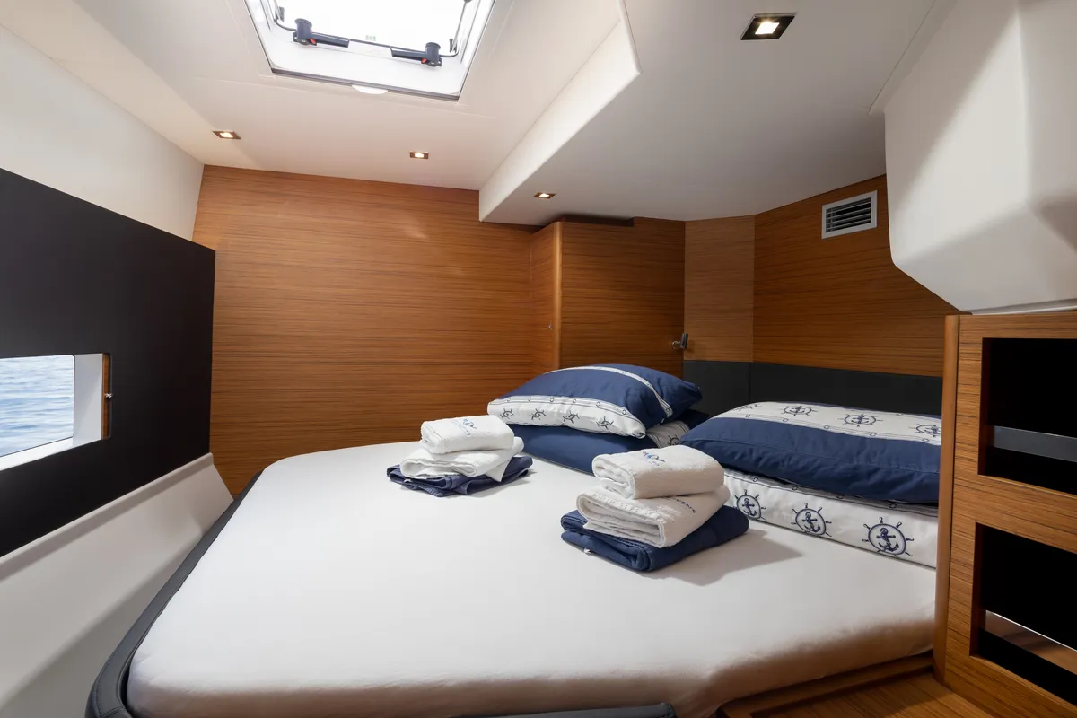 Cabin on Pax, a Dufour 48 Catamaran catamaran at Primošten, Croatia