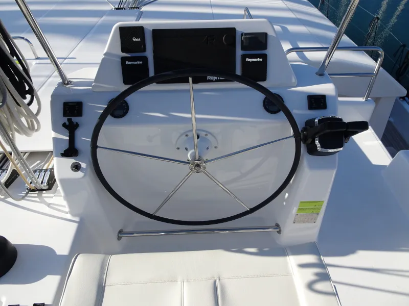 Cockpit of Pax, a Dufour 48 Catamaran catamaran at Primošten, Croatia