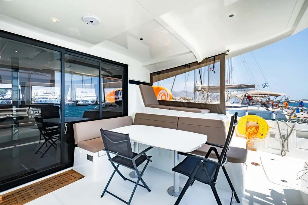 Exterior view of Anemi, a Lagoon 42 catamaran at Municipal Unit of Nea Peramos, Greece