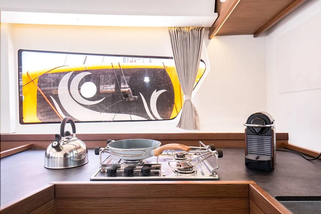Salon of Anemi, a Lagoon 42 catamaran at Municipal Unit of Nea Peramos, Greece