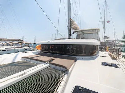 Deck of Anemi, a Lagoon 42 catamaran at Municipal Unit of Nea Peramos, Greece
