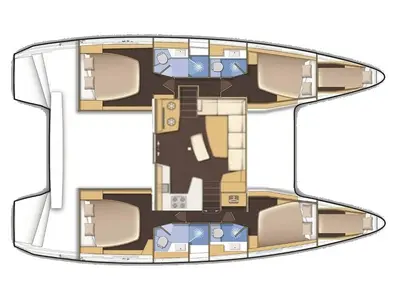 Cockpit of Anemi, a Lagoon 42 catamaran at Municipal Unit of Nea Peramos, Greece
