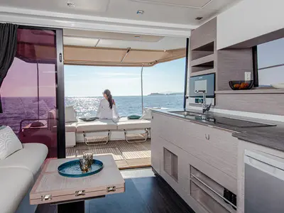 Nina, a Fountaine Pajot MY4.S catamaran at Taranto, Italy