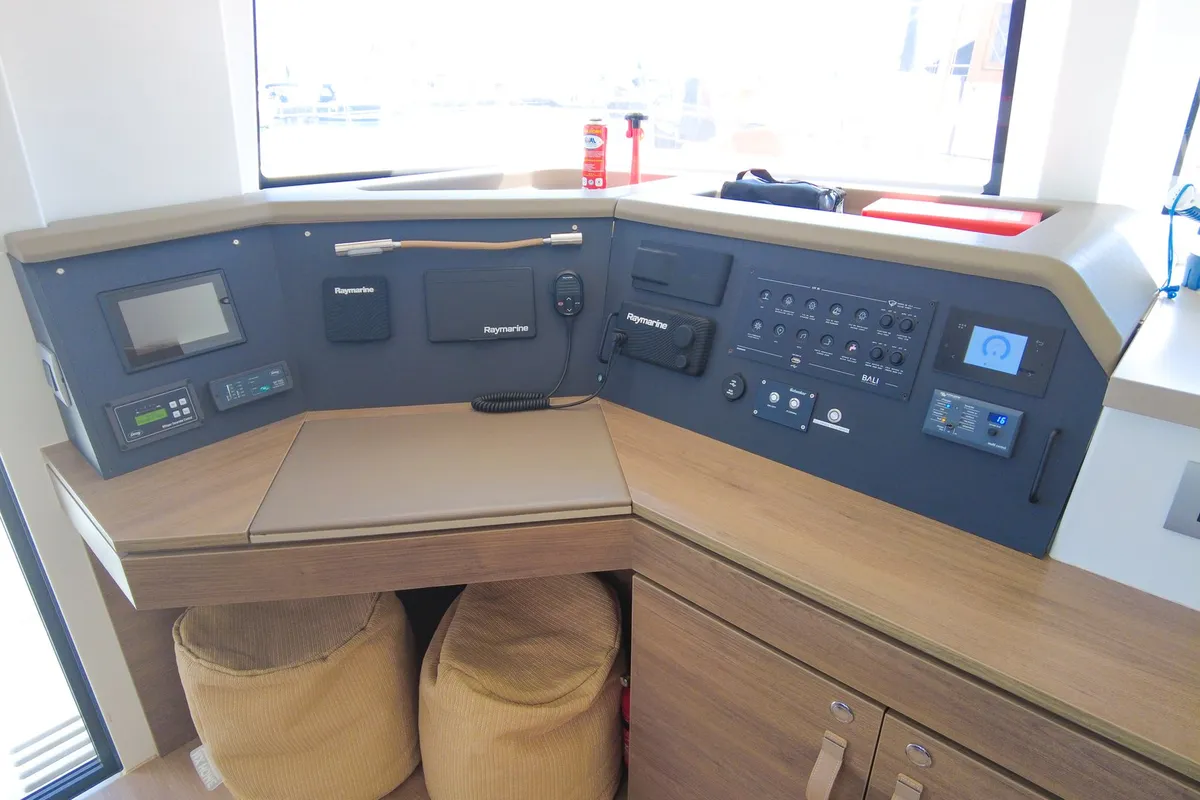 Salon of Seasight, a Bali 4.4 catamaran at Ajaccio, France