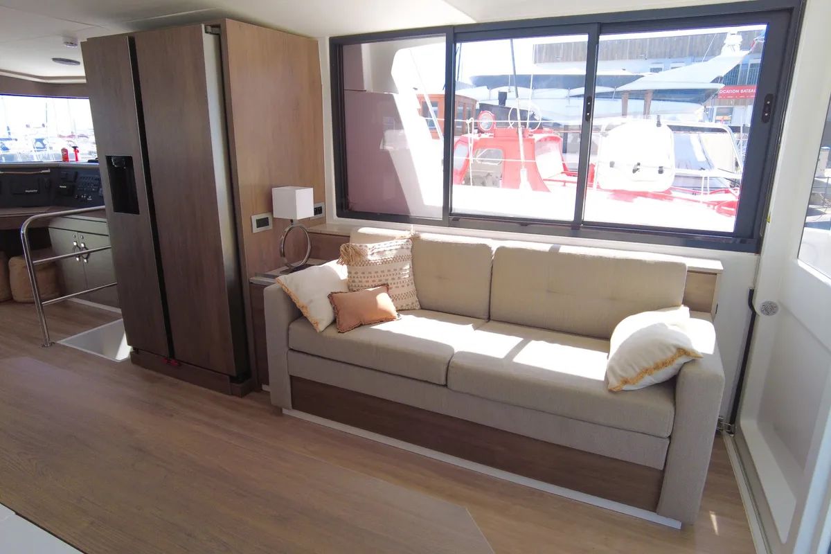 Salon of Seasight, a Bali 4.4 catamaran at Ajaccio, France