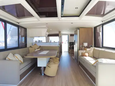 Salon of Seasight, a Bali 4.4 catamaran at Ajaccio, France