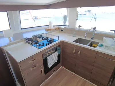 Galley of Seasight, a Bali 4.4 catamaran at Ajaccio, France