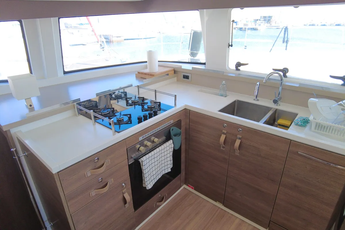 Galley of Seasight, a Bali 4.4 catamaran at Ajaccio, France