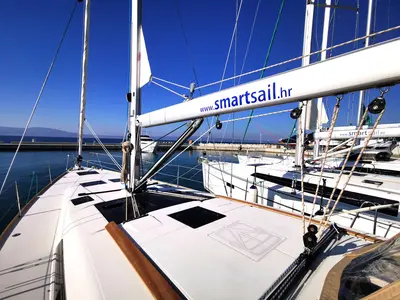 Deck of Aegean Blue, a Dufour 460 GL sailboat at Novi Vinodolski, Croatia