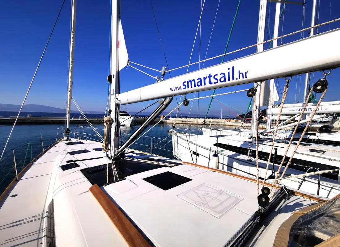 Deck of Aegean Blue, a Dufour 460 GL sailboat at Novi Vinodolski, Croatia