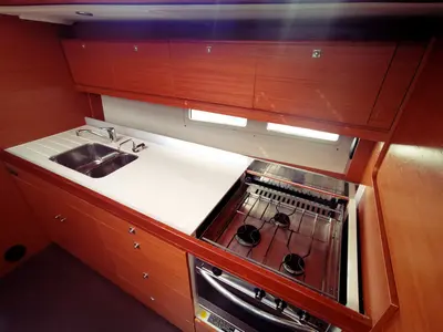 Galley of Aegean Blue, a Dufour 460 GL sailboat at Novi Vinodolski, Croatia