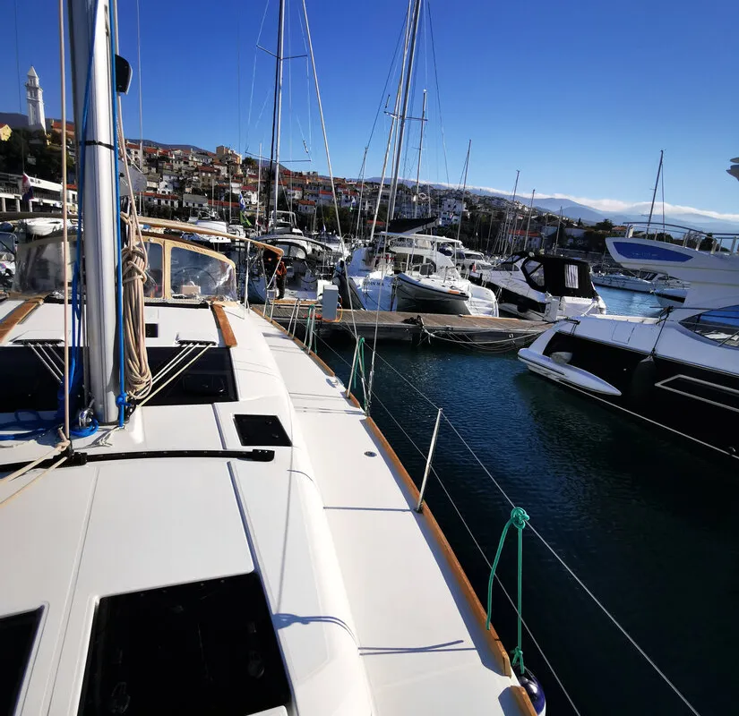 Deck of Aegean Blue, a Dufour 460 GL sailboat at Novi Vinodolski, Croatia