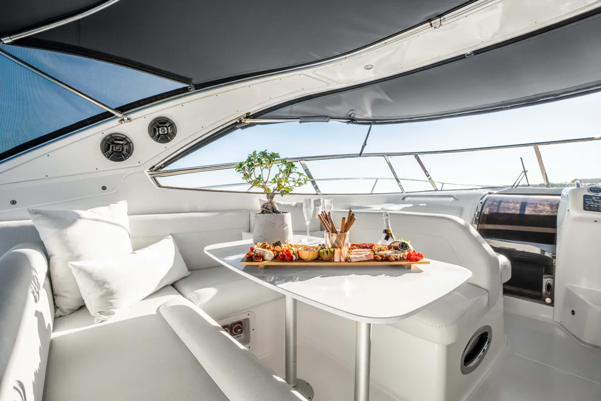 Deck of Bavaria 40, a sailboat at Mykonos, Greece