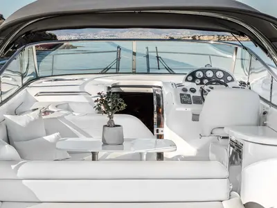 Deck of Bavaria 40, a sailboat at Mykonos, Greece