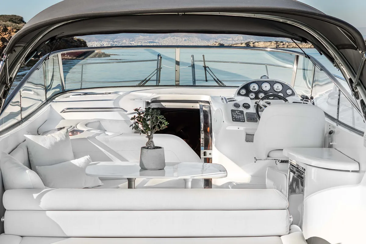 Deck of Bavaria 40, a sailboat at Mykonos, Greece