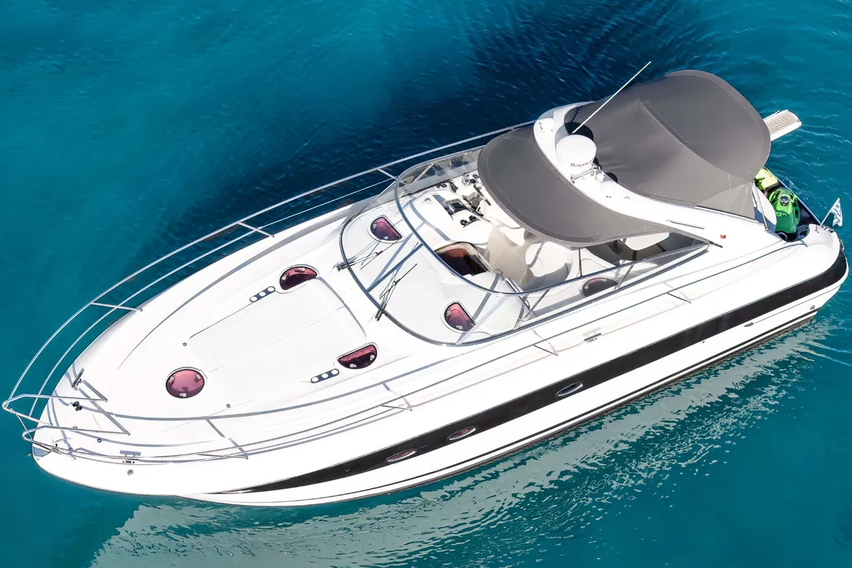 Deck of Bavaria 40, a sailboat at Mykonos, Greece