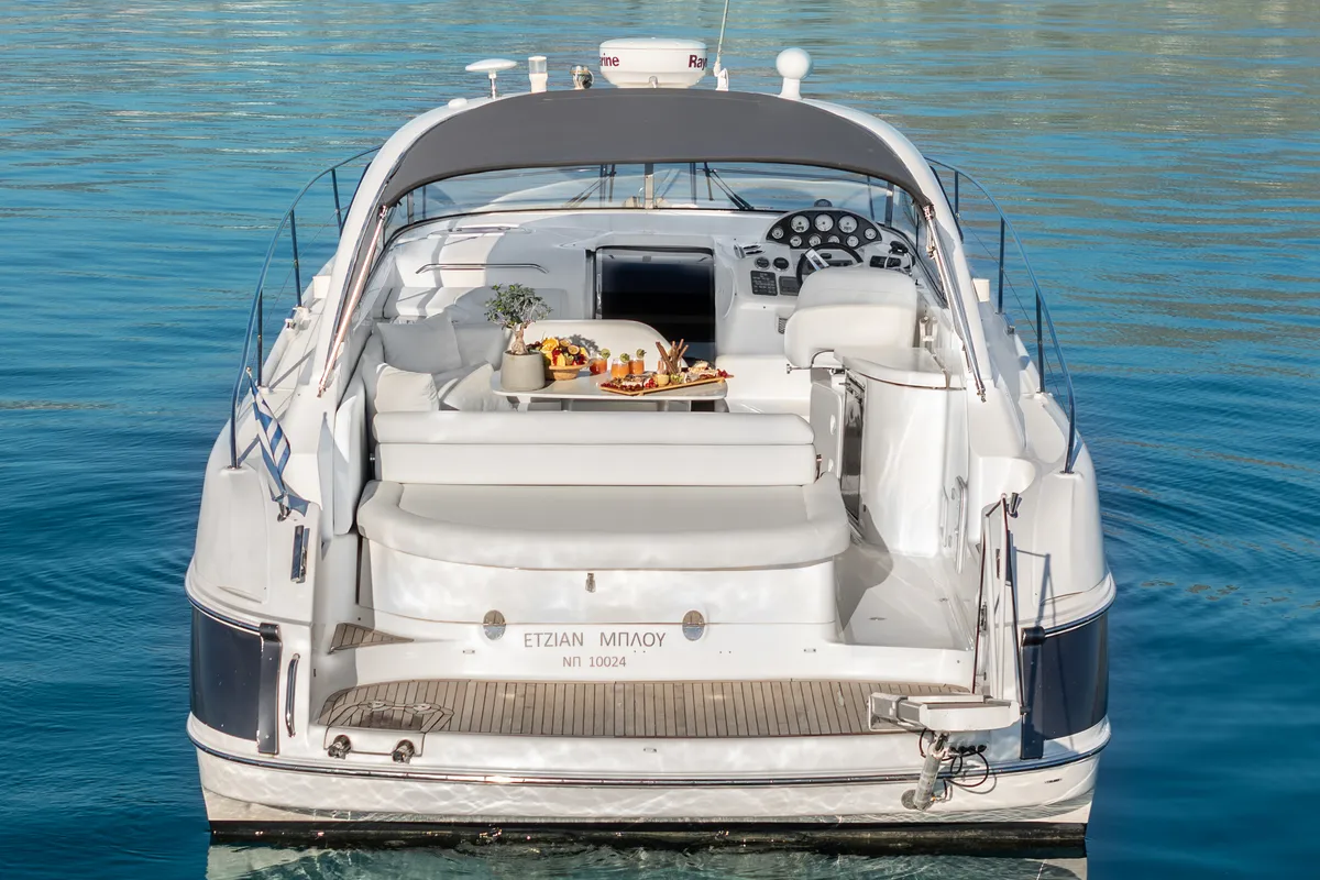 Exterior view of Bavaria 40, a sailboat at Mykonos, Greece