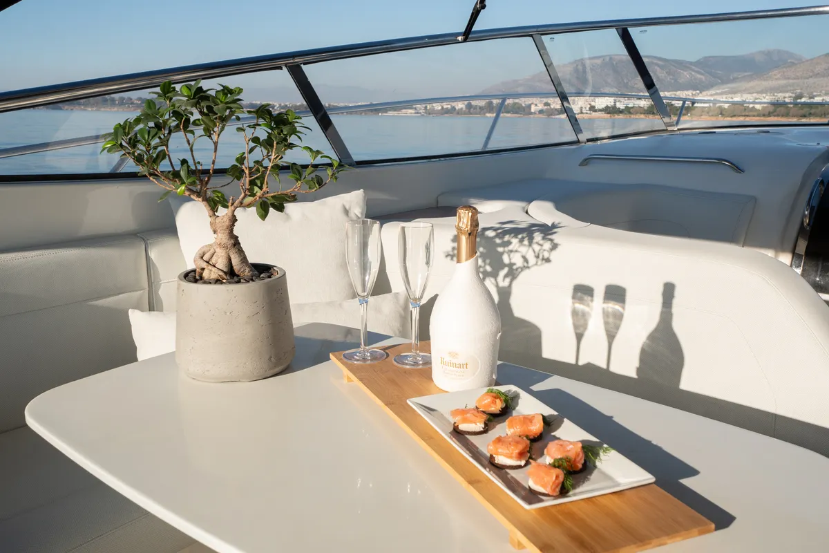 Exterior view of Bavaria 40, a sailboat at Mykonos, Greece