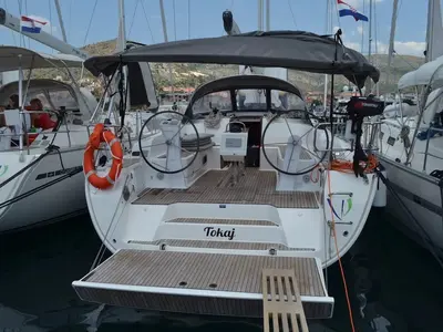 Cockpit of Tokaj, a Bavaria Cruiser 46 sailboat at Seget Donji, Croatia