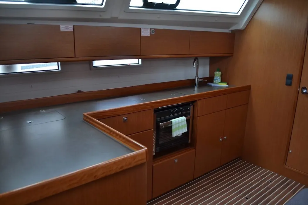 Galley of Tokaj, a Bavaria Cruiser 46 sailboat at Seget Donji, Croatia