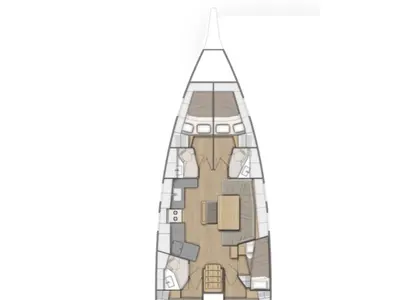 Floor plan of Irene, a Beneteau Oceanis 46.1 sailboat at Cannigione, Italy