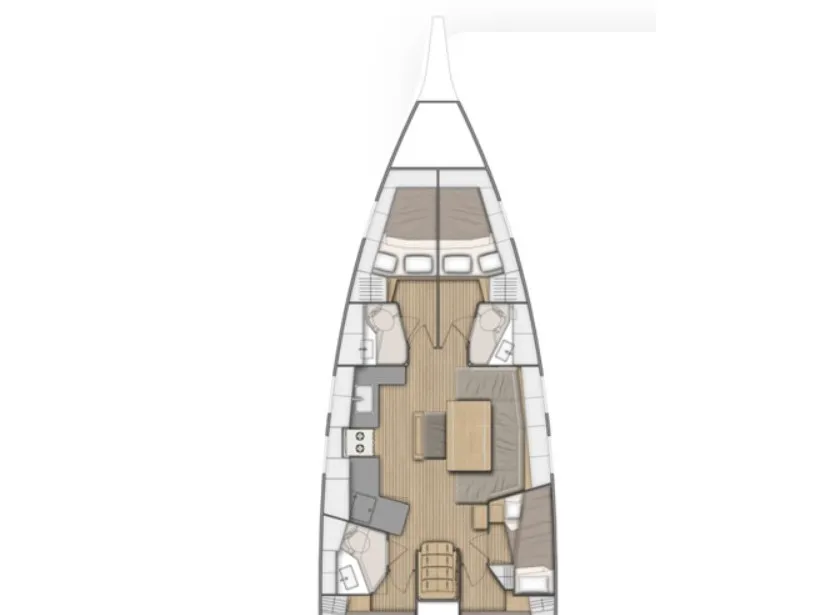 Floor plan of Irene, a Beneteau Oceanis 46.1 sailboat at Cannigione, Italy